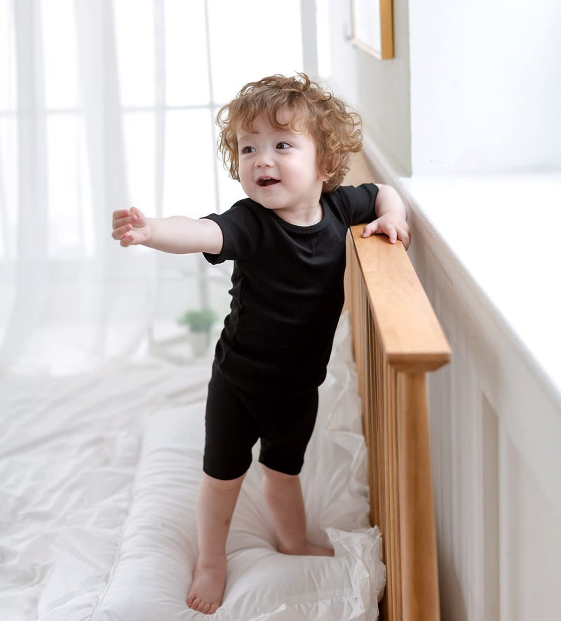 AVAUMA Newborn Baby Little Boys Girls Snug-Fit Pajamas Summer Short Sets Pjs Kids Clothes (L/Black) - Image 4